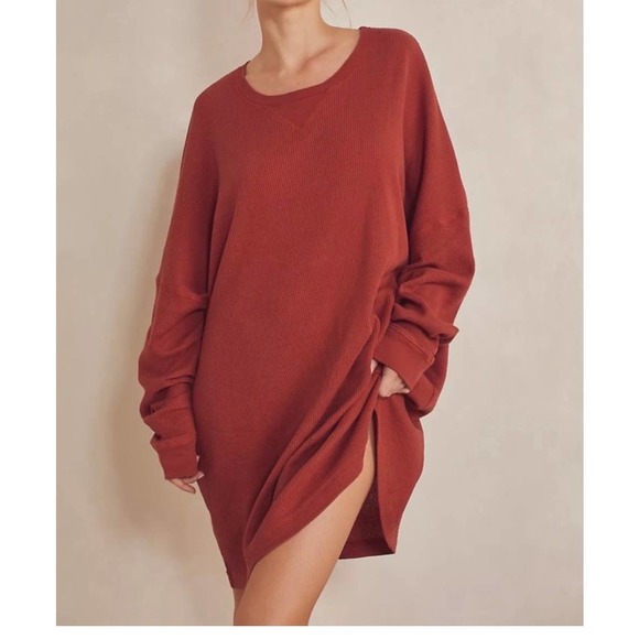 Free People Tops - Free People Intimately Free Early Night Thermal Waffle Spiced Brandy Sized Small